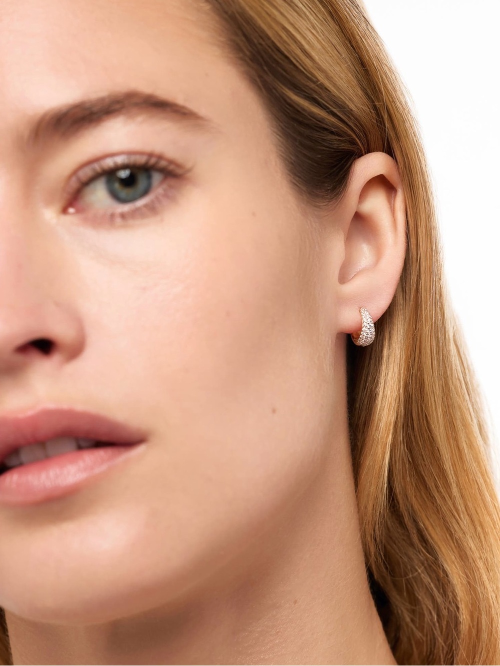 Ana Luisa Nate Pavé Huggie Hoop Earrings - Picture 3 of 5